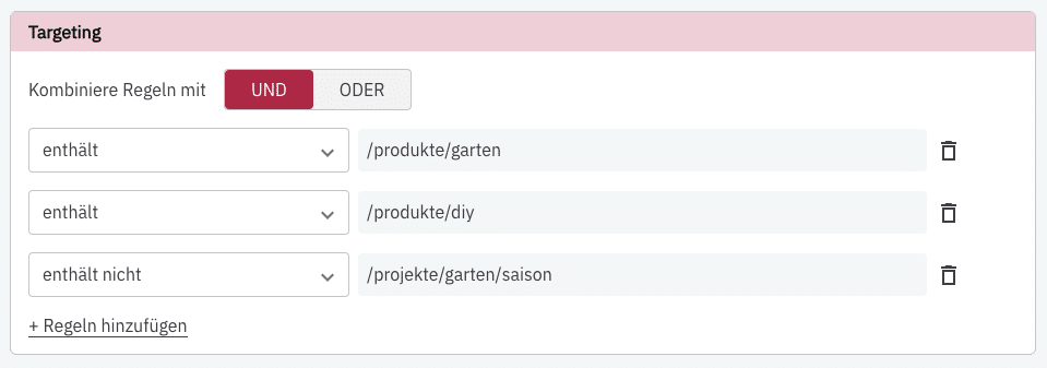 PollHero Targeting Optionen Onsite Survey