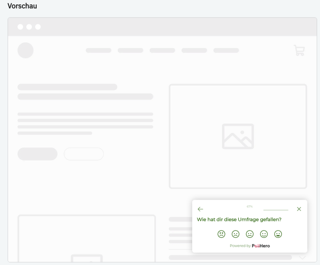 Beispiel einer Website mit einer PollHero Umfrage, die die horizontale Position rechts und die vertikale Position unten eingestellt hat.