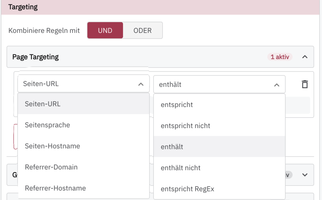 Übersicht über die Page Targeting Möglichkeiten