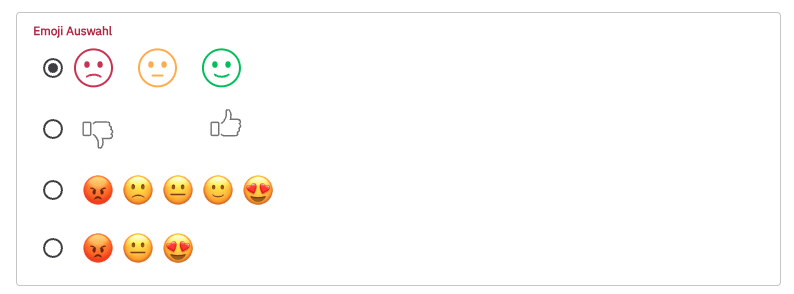 Übersicht Smileys Emoji Fragetyp PollHero