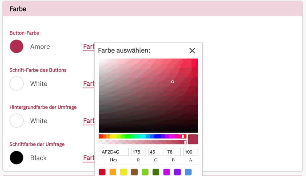 Farbauswahl bei PollHero Umfragen