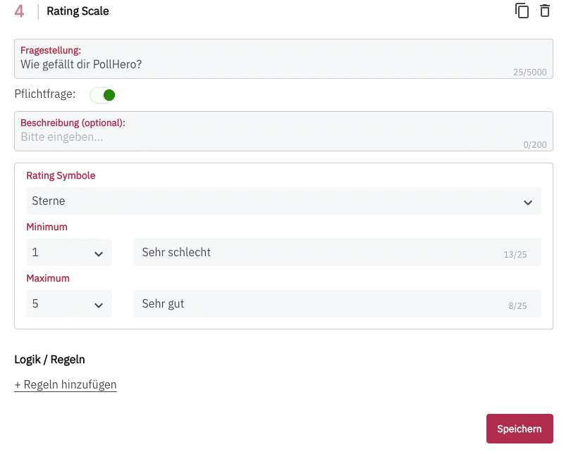Beispiel Rating Scale PollHero Umfragen