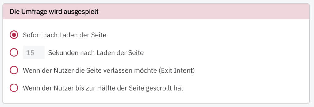 Screenshot der PollHero App mit Umfrageeinstellungen
